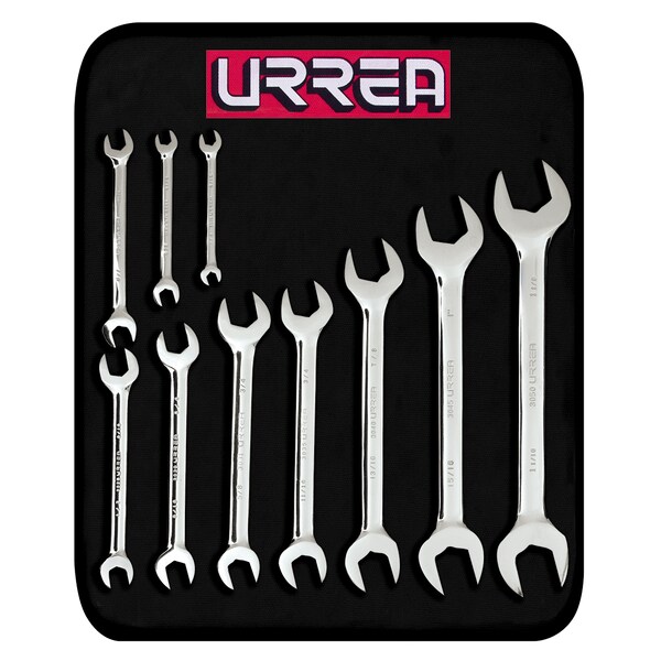 Full polished Open-end Wrench Set (10 pieces), inches